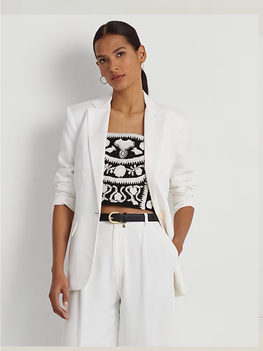 NWT Lauren Ralph Lauren Linen-Blend Twill Blazer Size 12P - Picture 6 of 8